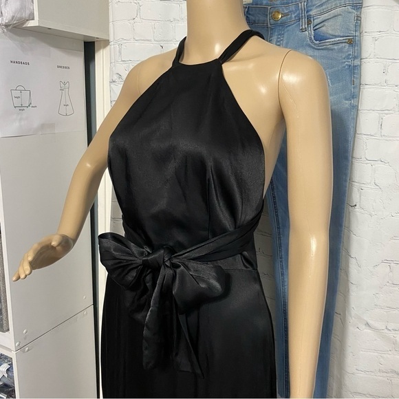 Allen Swartz NWT black evening, party, dinner gown open back high split sz 6 - Picture 6 of 14